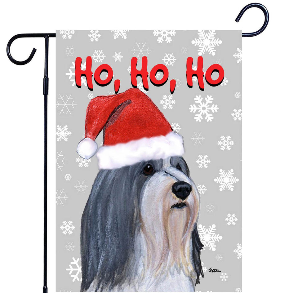 Bearded Collie Ho Ho Ho Holidays Garden Flag