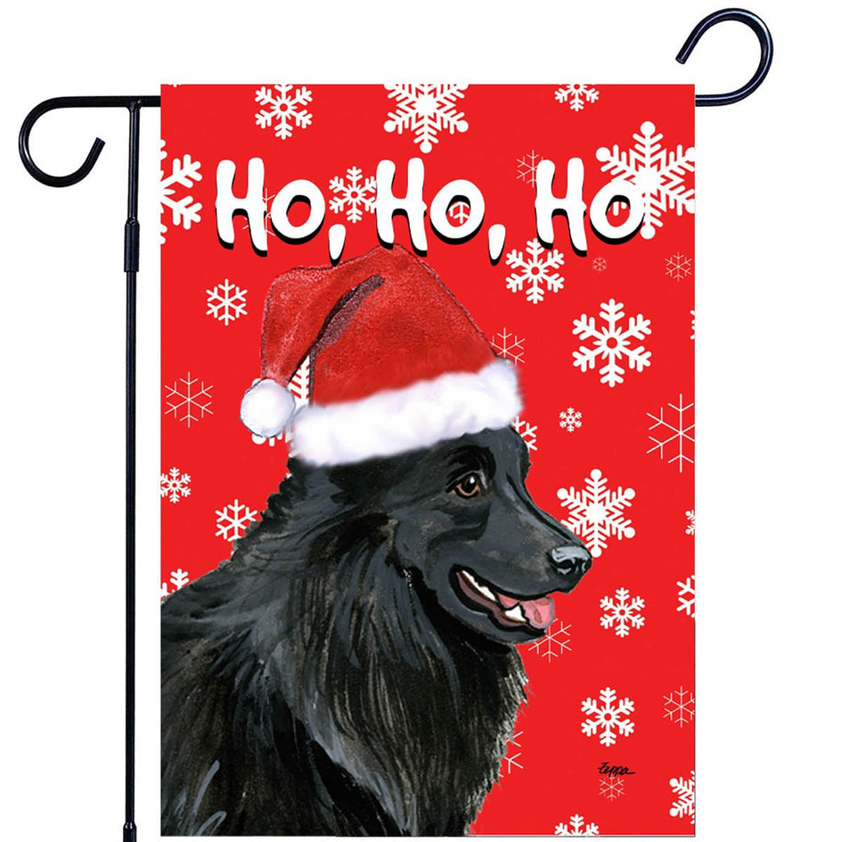 Belgian Sheepdog Ho Ho Ho Holidays Garden Flag