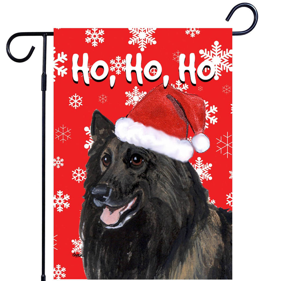 Belgian Tervuren Ho Ho Ho Holidays Garden Flag