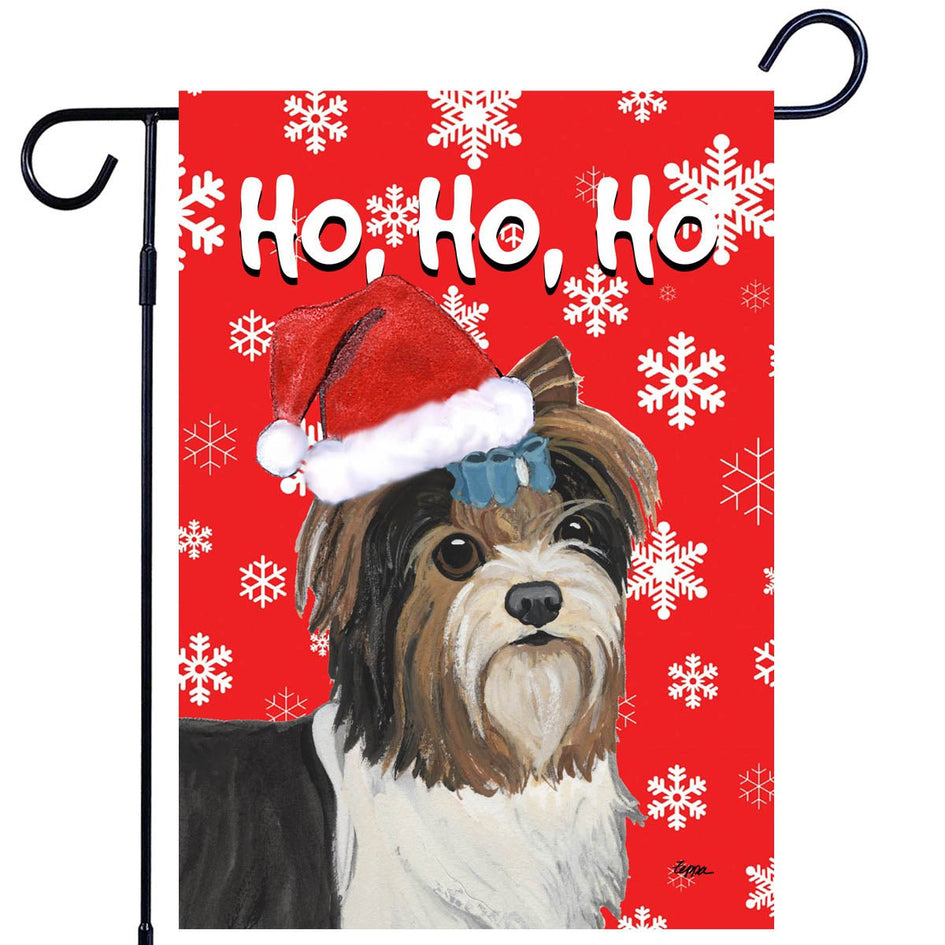 Biewer Terrier Ho Ho Ho Holidays Garden Flag