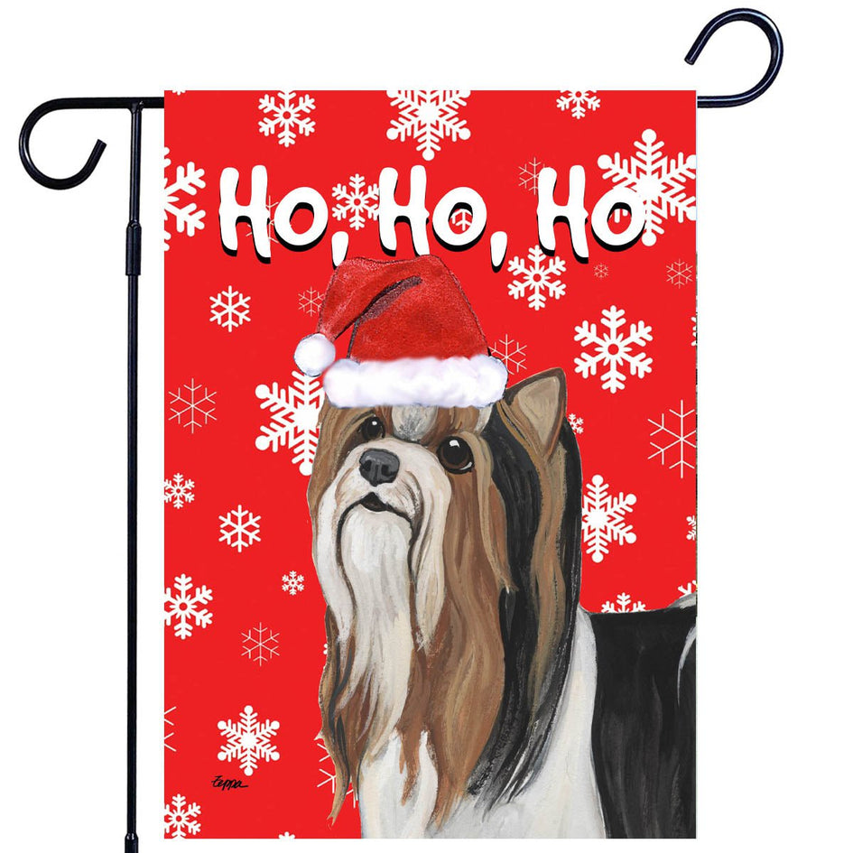 Biewer Terrier Ho Ho Ho Holidays Garden Flag