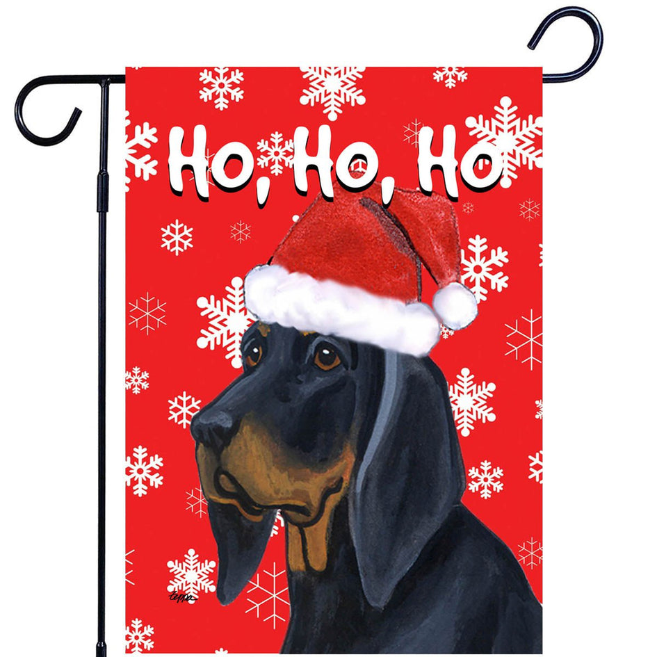 Black and Tan Coonhound Ho Ho Ho Holidays Garden Flag