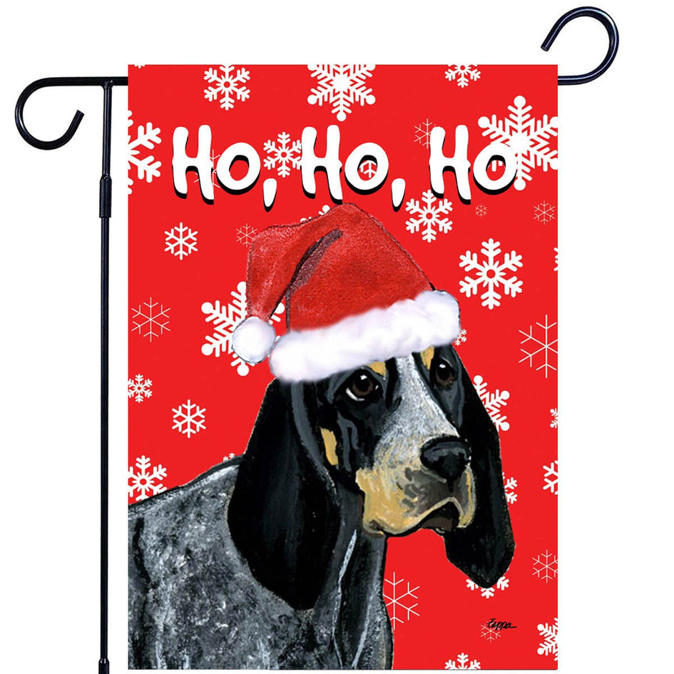 Bluetick Coonhound Ho Ho Ho Holidays Garden Flag