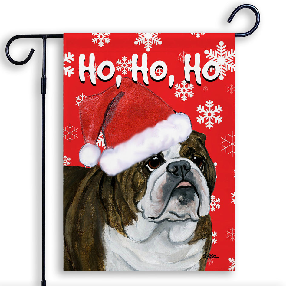 Bulldog Ho Ho Ho Holidays Garden Flag