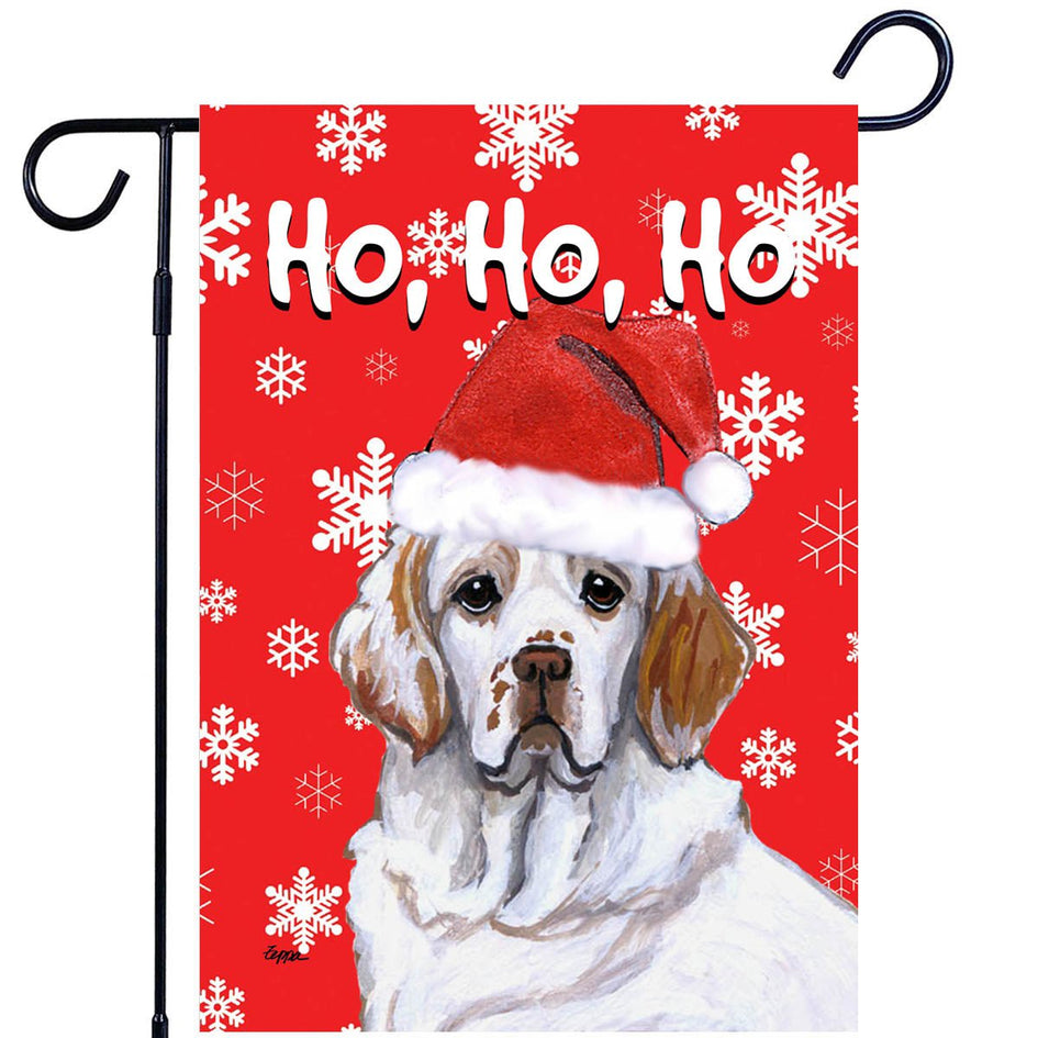 Clumber Spaniel Ho Ho Ho Holidays Garden Flag