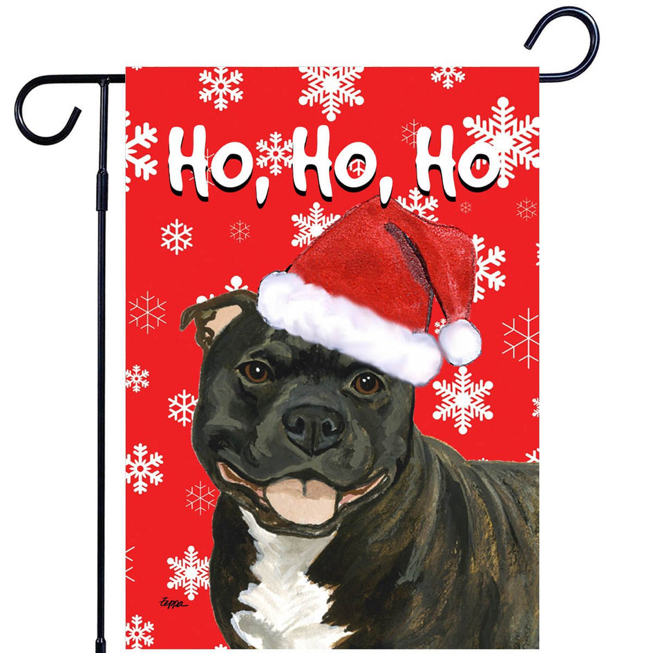 Staffordshire Bull Terrier Ho Ho Ho Holidays Garden Flag