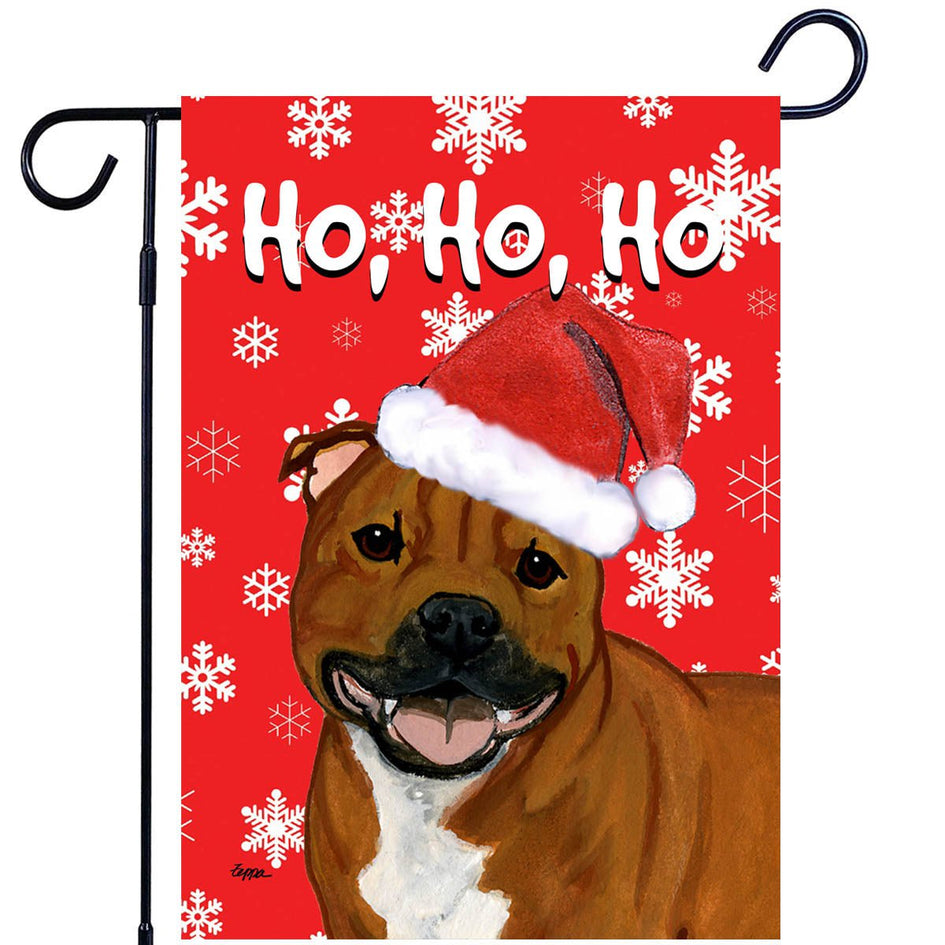 Staffordshire Bull Terrier Ho Ho Ho Holidays Garden Flag