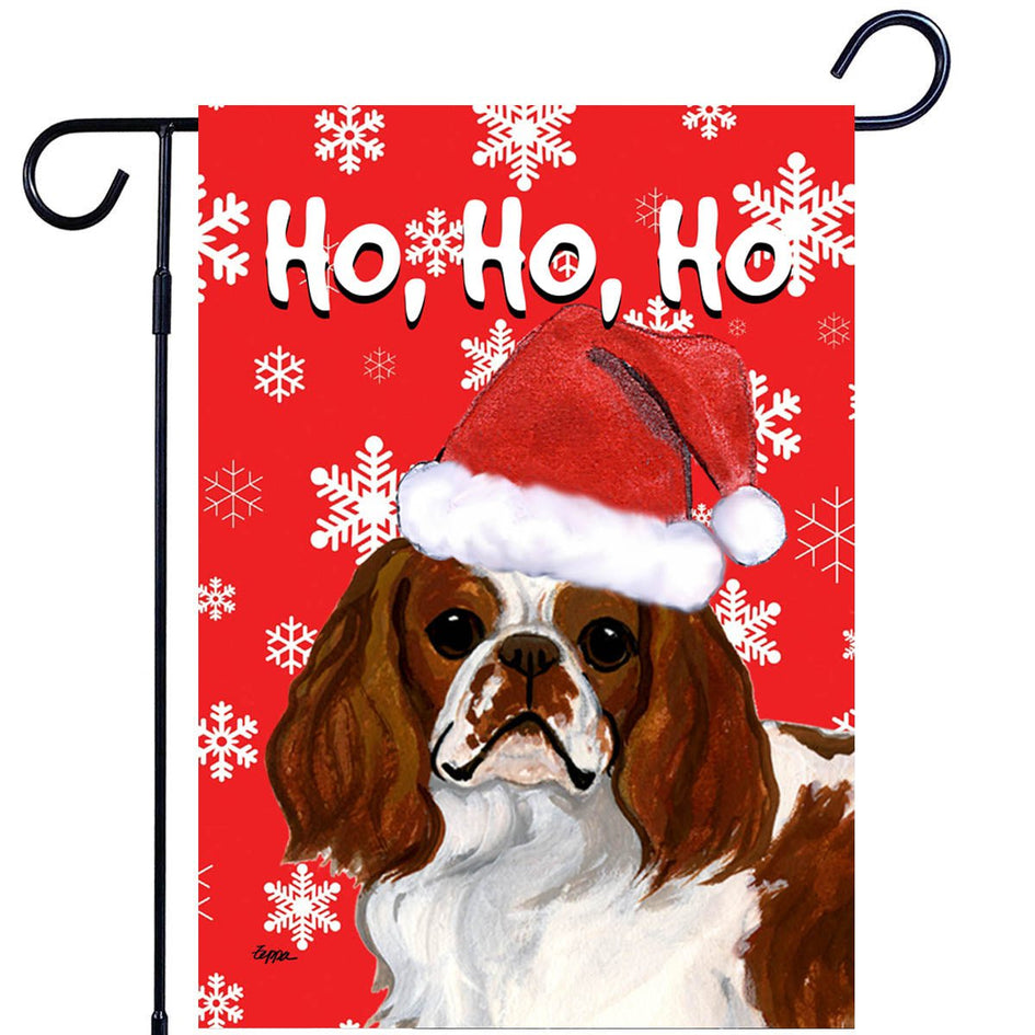 English Toy Spaniel Ho Ho Ho Holidays Garden Flag