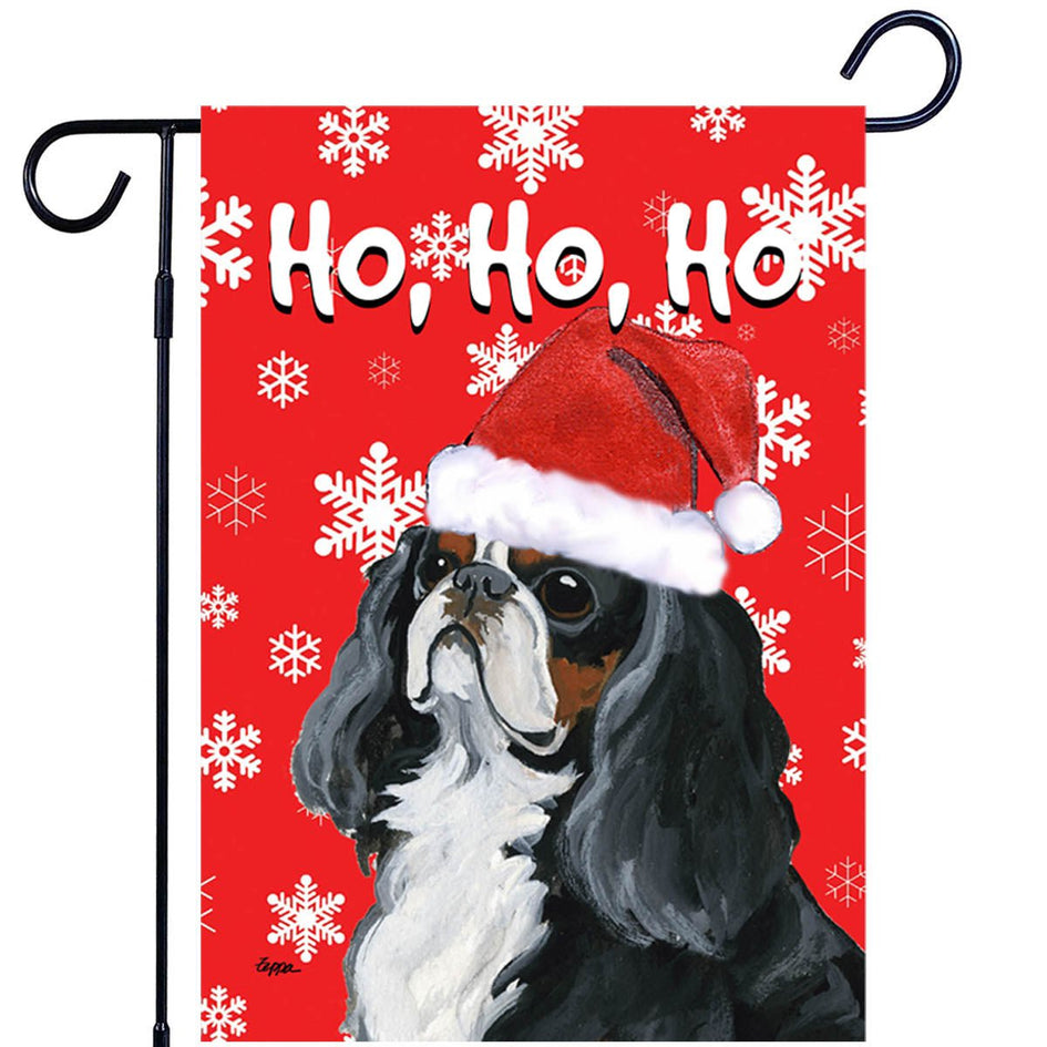 English Toy Spaniel Ho Ho Ho Holidays Garden Flag
