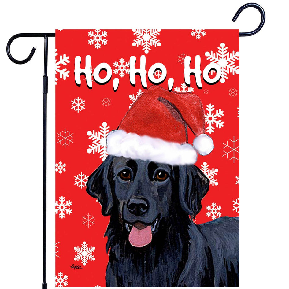 Flat-Coated Retriever Ho Ho Ho Holidays Garden Flag