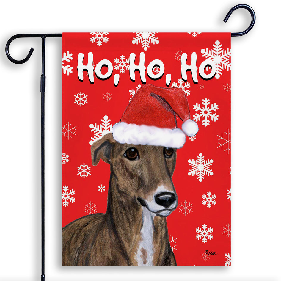 Greyhound Ho Ho Ho Holidays Garden Flag