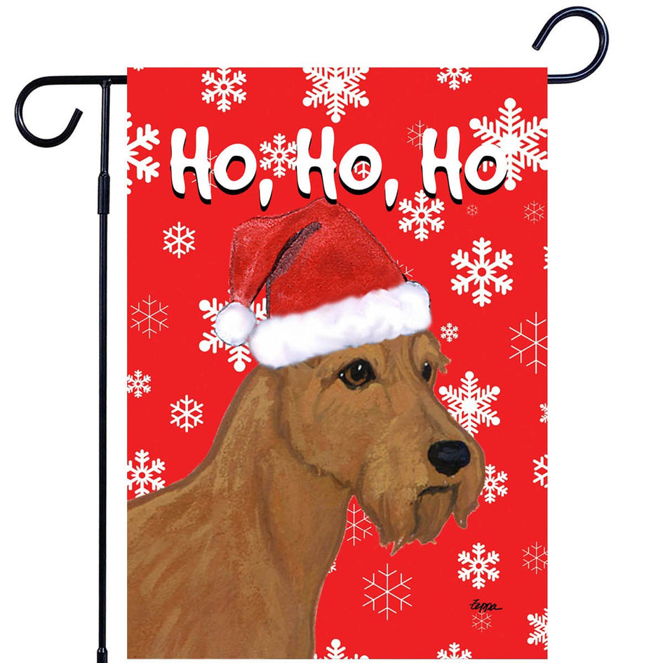 Irish Terrier Ho Ho Ho Holidays Garden Flag