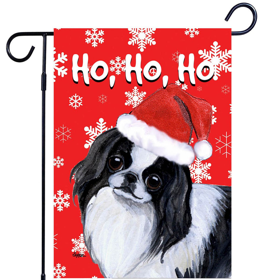 Japanese Chin Ho Ho Ho Holidays Garden Flag