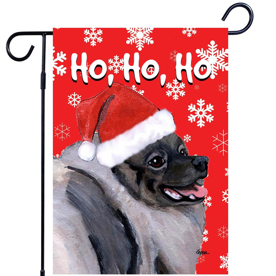 Keeshond Ho Ho Ho Holidays Garden Flag