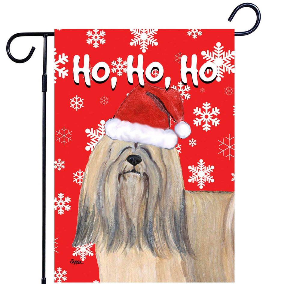 Lhasa Apso Ho Ho Ho Holidays Garden Flag