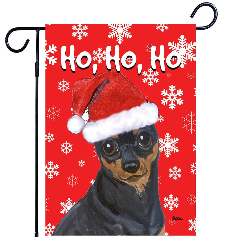 Miniature Pinscher Ho Ho Ho Holidays Garden Flag