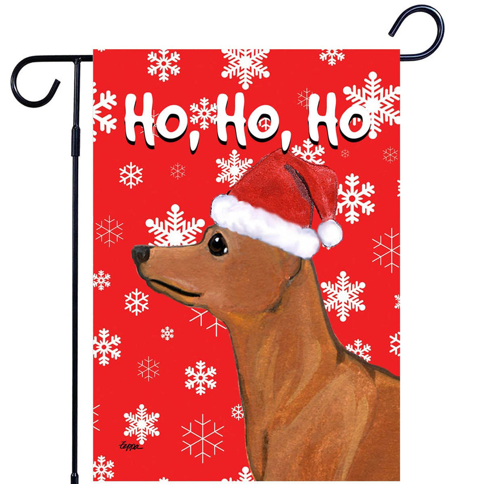 Miniature Pinscher Ho Ho Ho Holidays Garden Flag