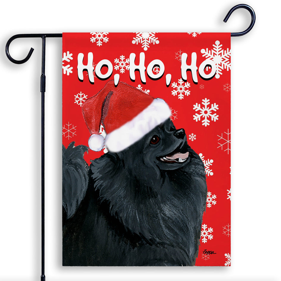 Pomeranian Ho Ho Ho Holidays Garden Flag