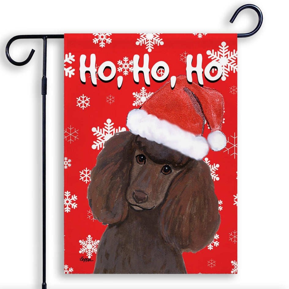 Poodle Ho Ho Ho Holidays Garden Flag