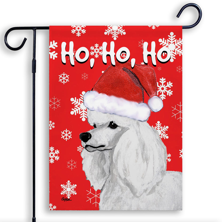 Poodle Ho Ho Ho Holidays Garden Flag
