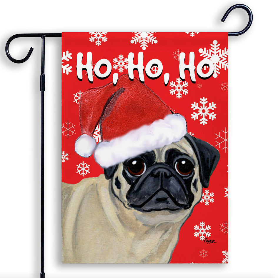 Pug Ho Ho Ho Holidays Garden Flag
