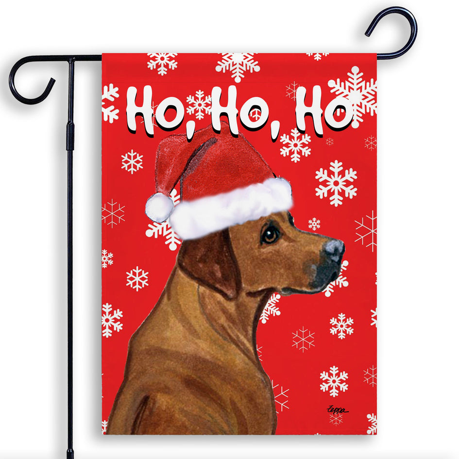 Rhodesian Ridgeback Ho Ho Ho Holidays Garden Flag