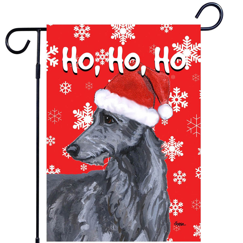 Scottish Deerhound Ho Ho Ho Holidays Garden Flag
