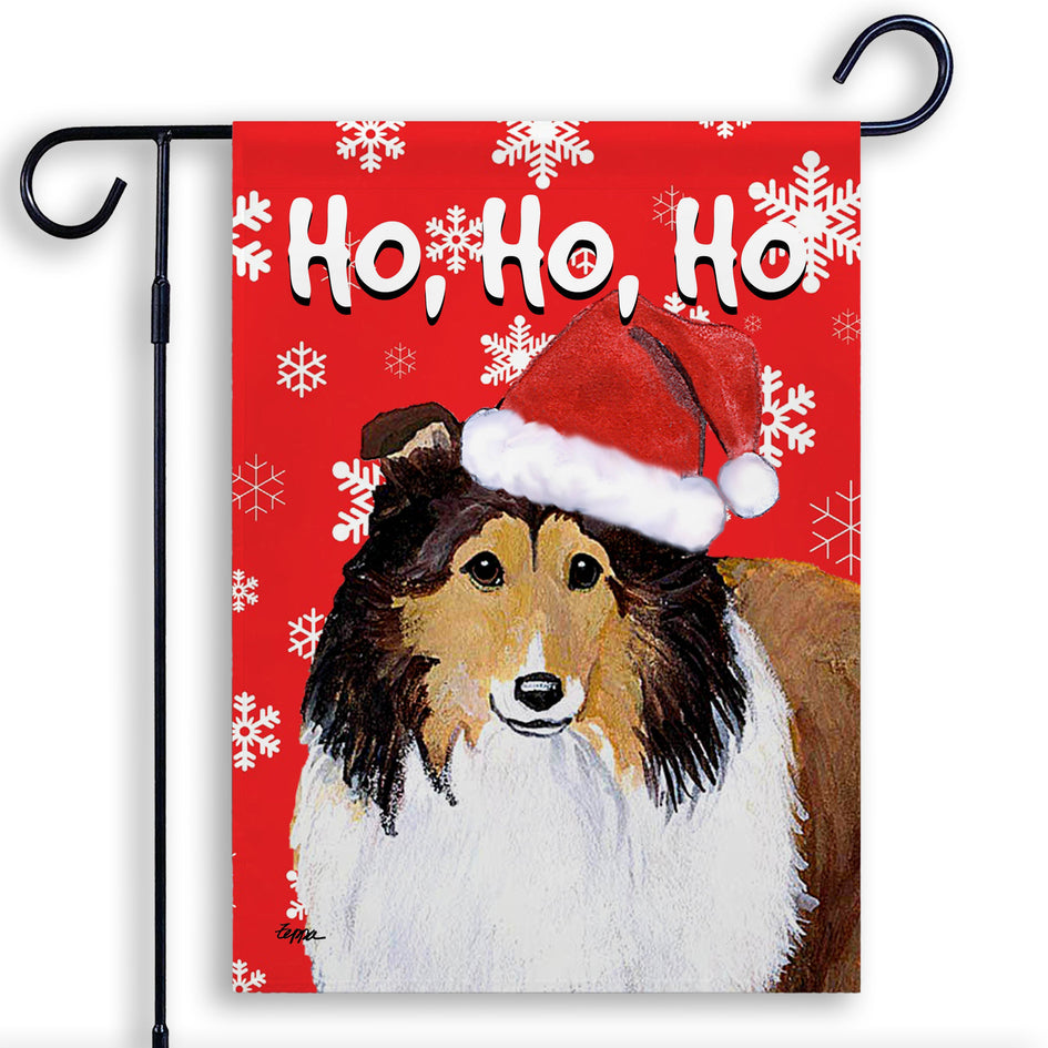 Shetland Sheepdog Ho Ho Ho Holidays Garden Flag