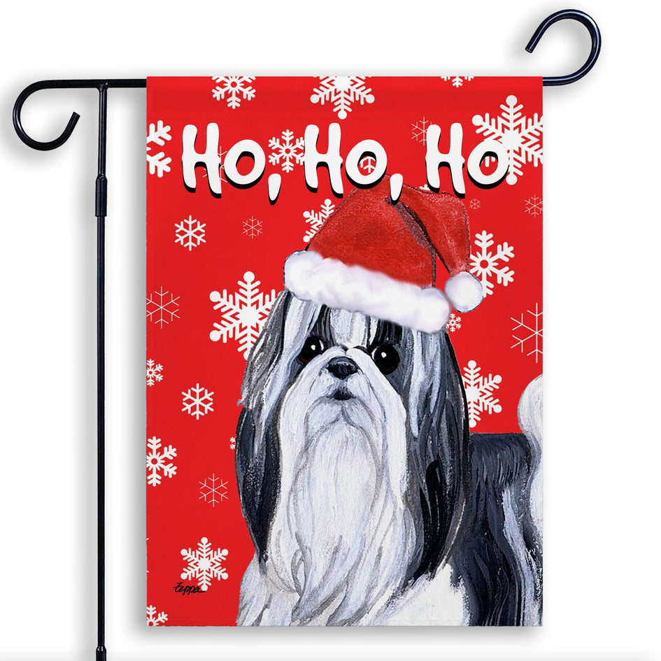 Shih Tzu Ho Ho Ho Holidays Garden Flag