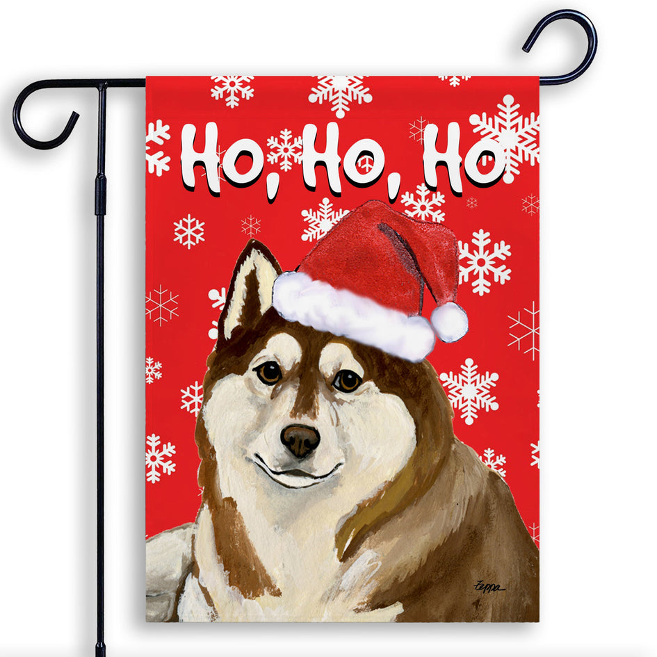 Siberian Husky Ho Ho Ho Holidays Garden Flag