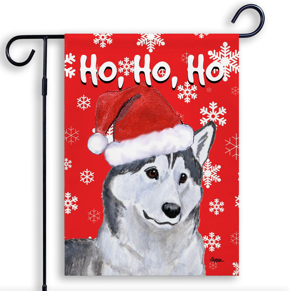 Siberian Husky Ho Ho Ho Holidays Garden Flag