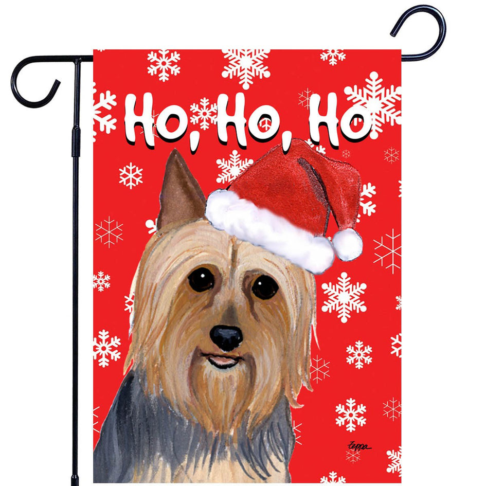 Silky Terrier Ho Ho Ho Holidays Garden Flag