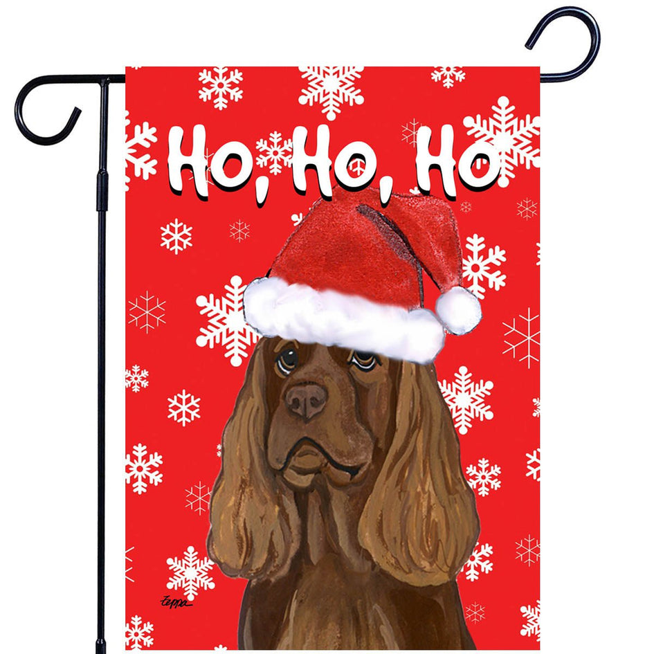 Sussex Spaniel Ho Ho Ho Holidays Garden Flag