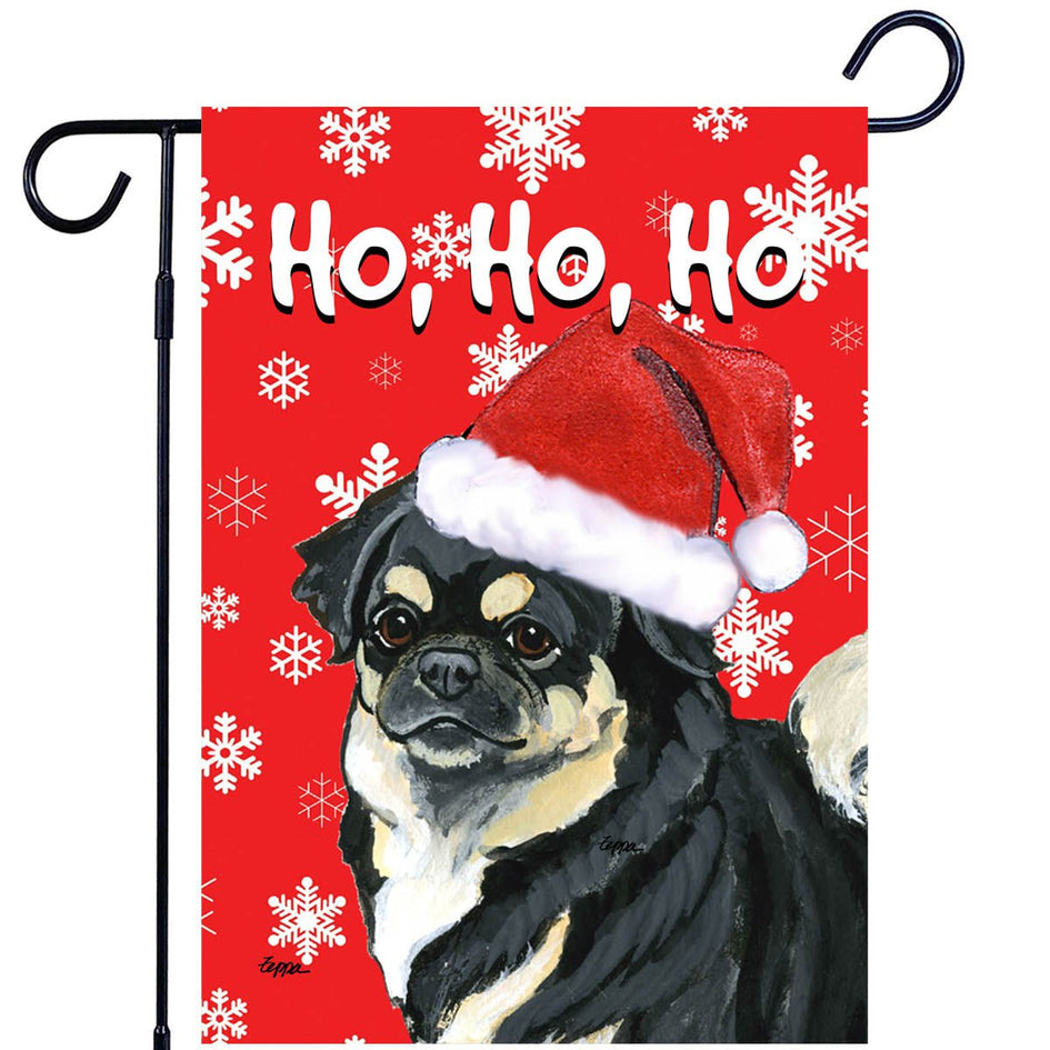 Tibetan Spaniel Ho Ho Ho Holidays Garden Flag