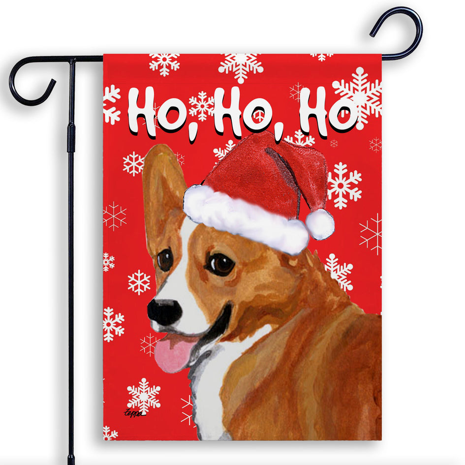 Pembroke Welsh Corgi Ho Ho Ho Holidays Garden Flag