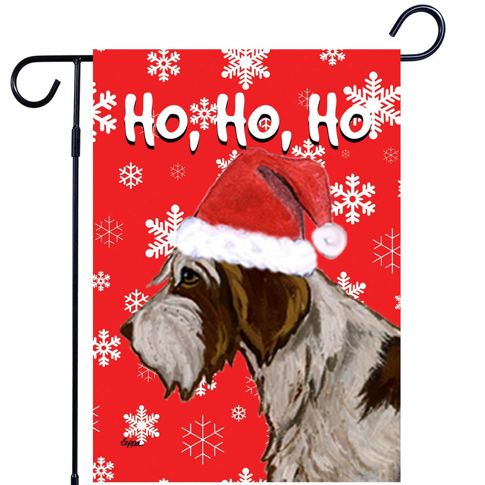 Wirehaired Pointing Griffon Ho Ho Ho Holidays Garden Flag