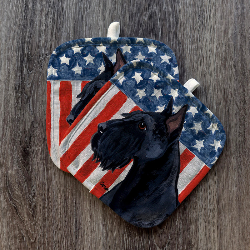 Giant Schnauzer  Americana Pot Holder Set
