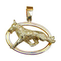 German Shepherd Dog in 14K Gold Double Oval Pendant
