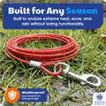 American Kennel Club Dog Tie Out Cable 20 Feet, 5mm Heavy Duty Vinyl Coated Dog Lead Up to 110 lbs, Tangle-Free Runner, Rust-Free, Quick Release Swivel Clips, 360° Rotating Clasp, Red