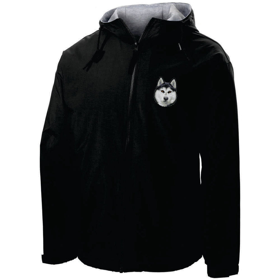 Siberian Husky Embroidered Hooded Jacket