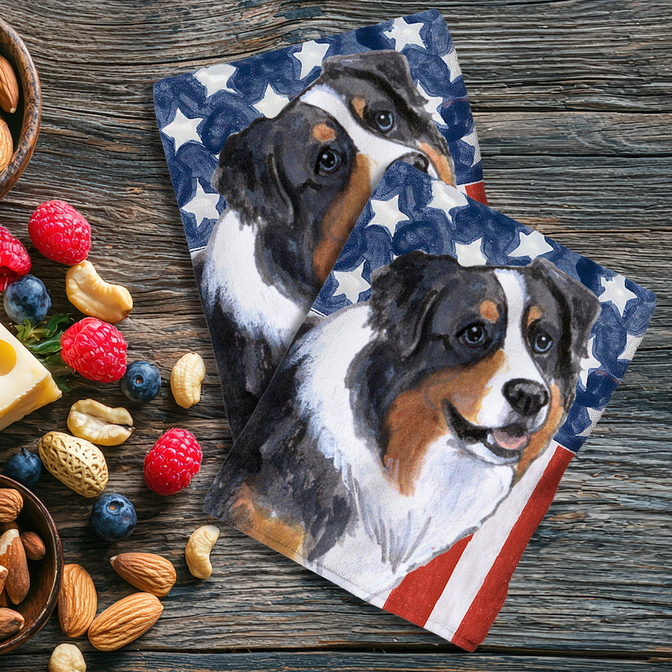 Australian Shepherd Americana Kitchen Towel Set