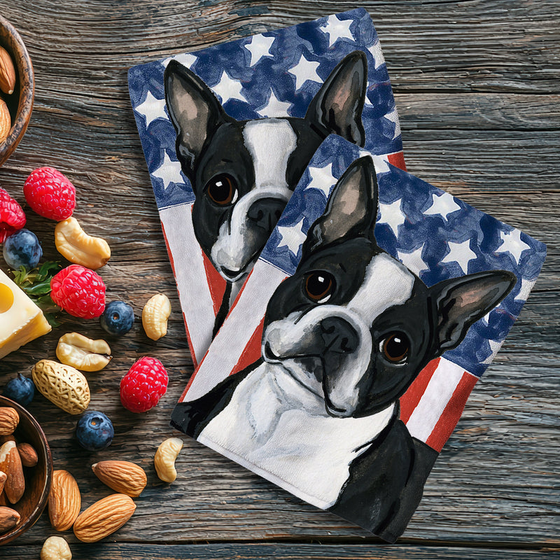 Boston Terrier Americana Kitchen Towel Set
