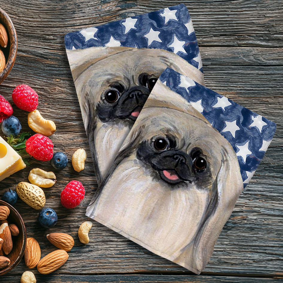 Pekingese Americana Kitchen Towel Set