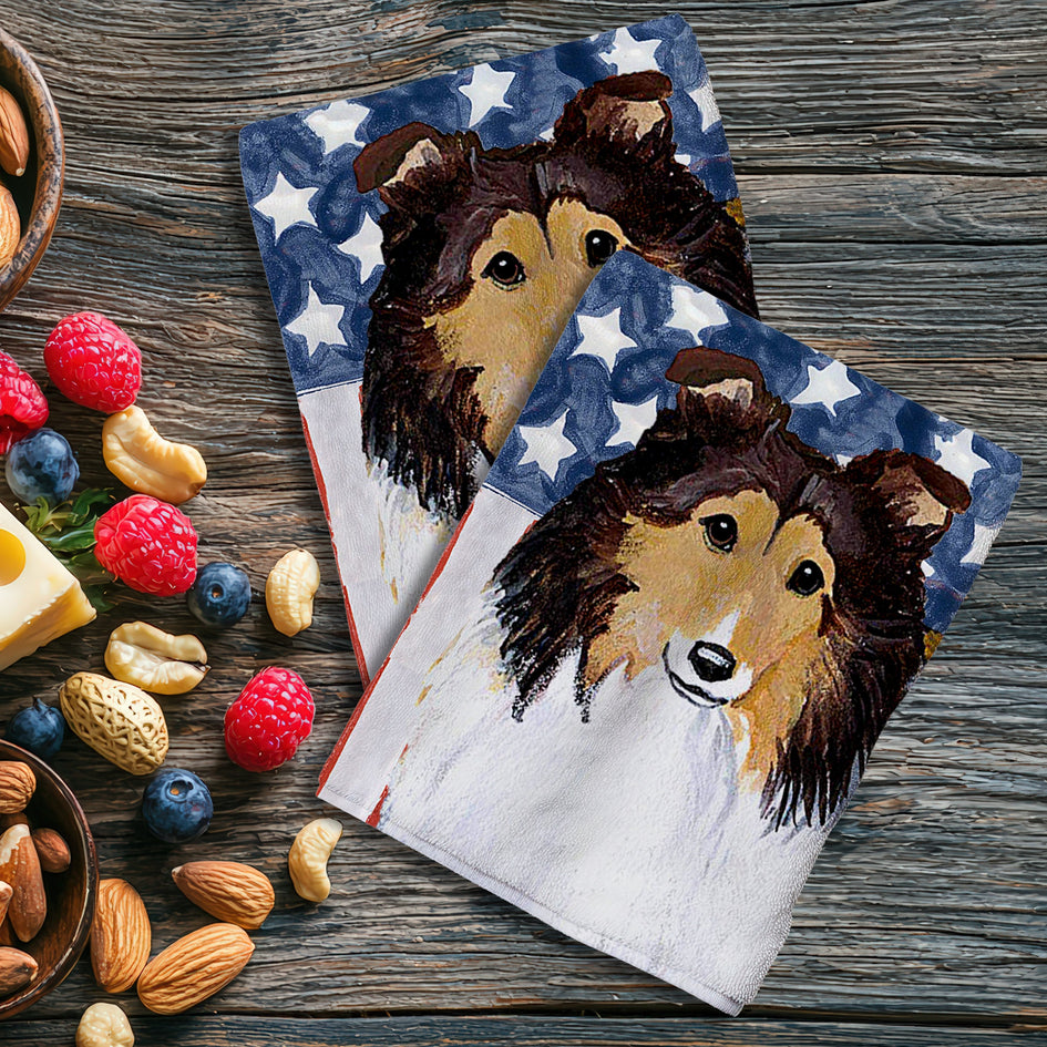 Shetland Sheepdog Americana Kitchen Towel Set