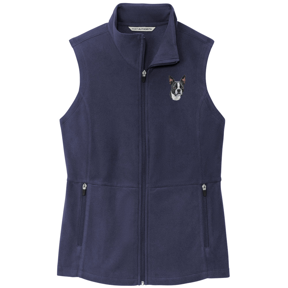Boston Terrier Embroidered Women's Fleece Vest