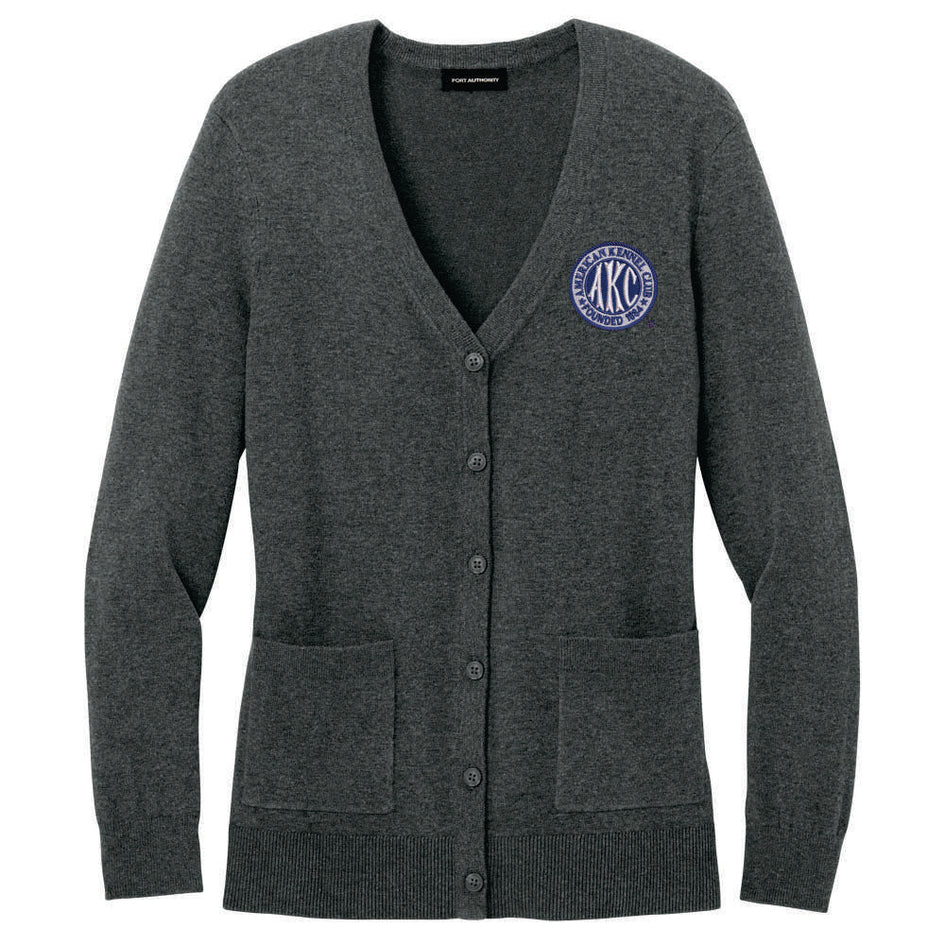AKC Seal Embroidered Button-Up Cardigan Sweater