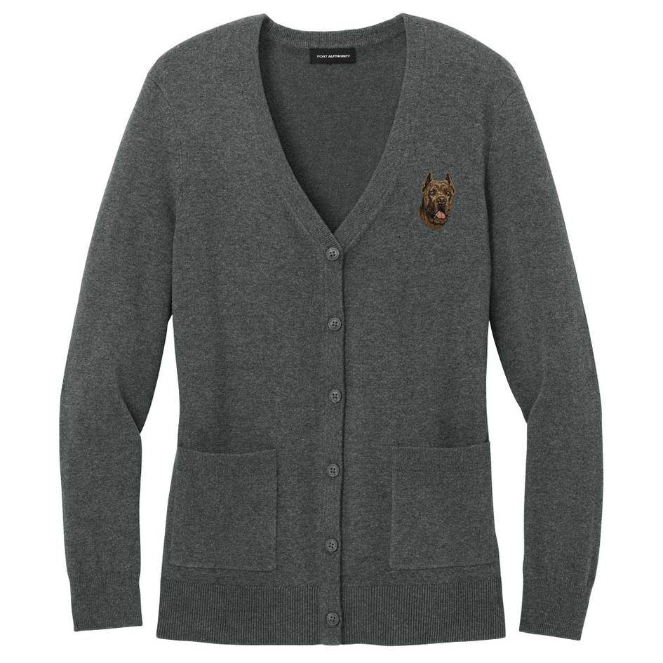 Cane Corso Embroidered Button-Up Cardigan Sweater