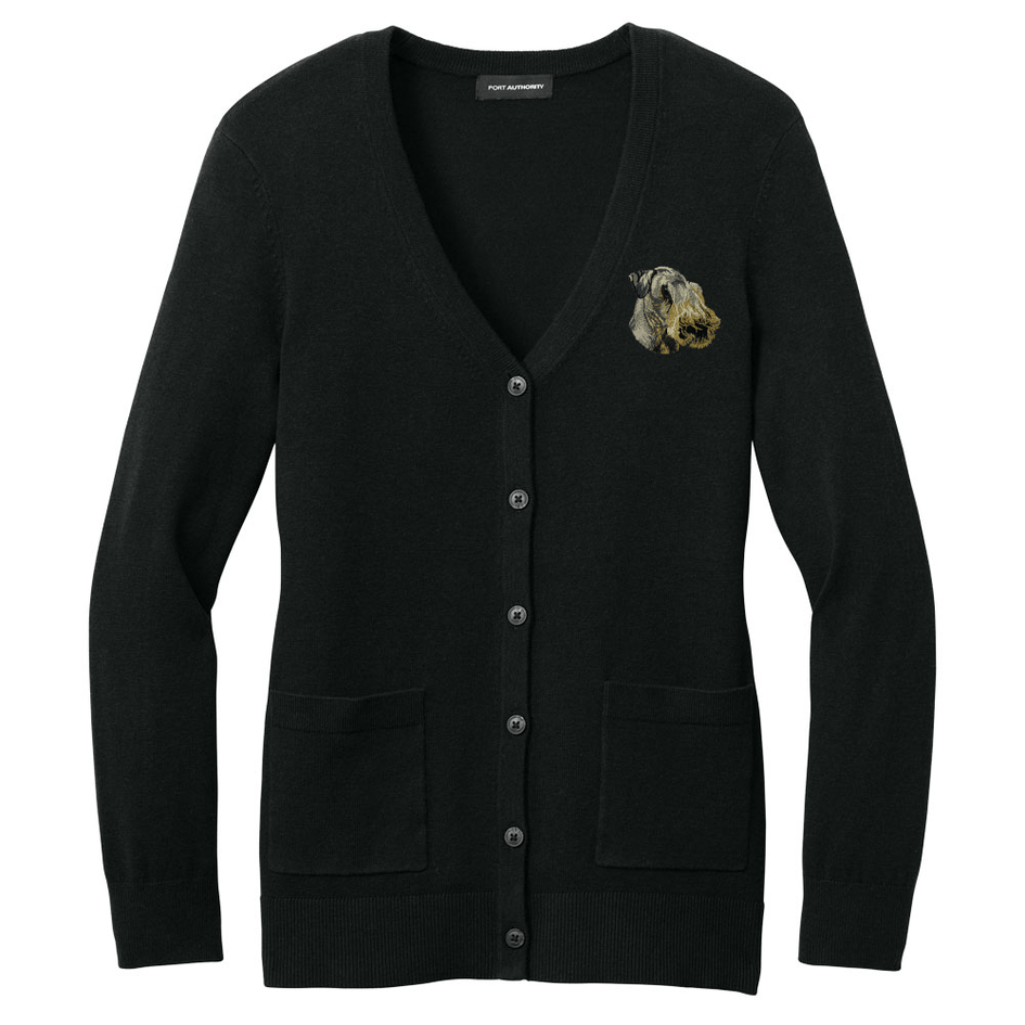 Cesky Terrier Embroidered Button-Up Cardigan Sweater