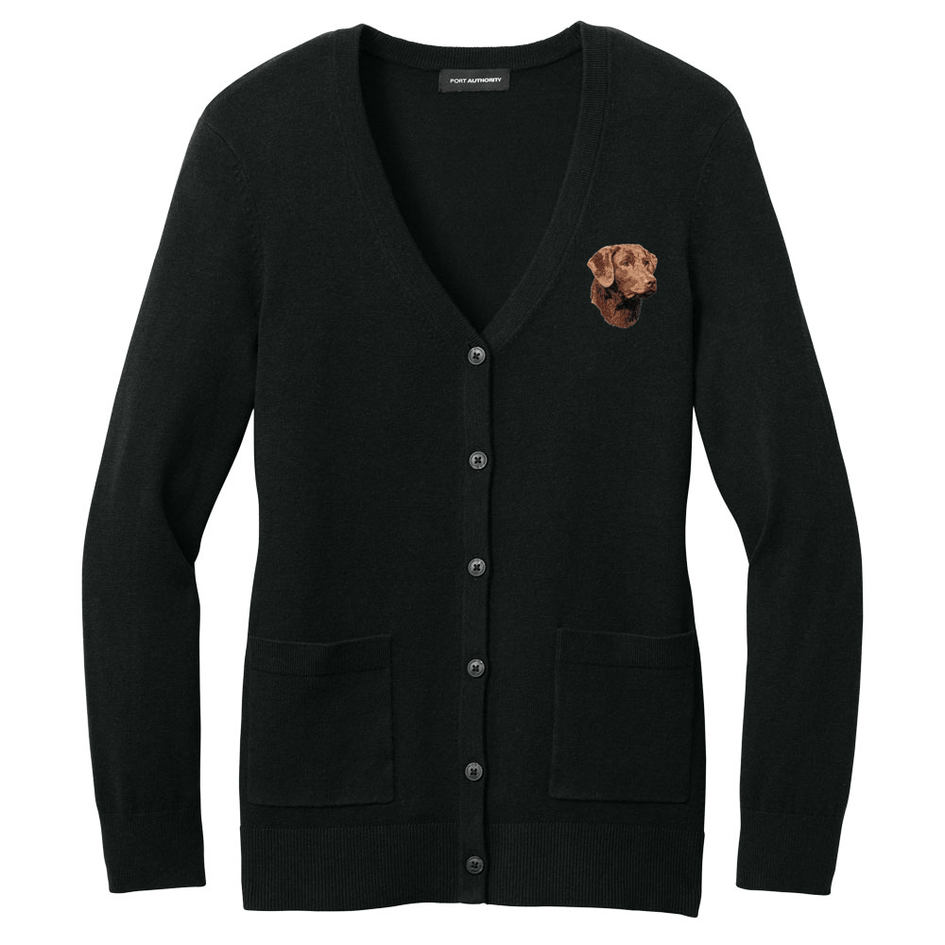 Chesapeake Bay Retriever Embroidered Button-Up Cardigan Sweater