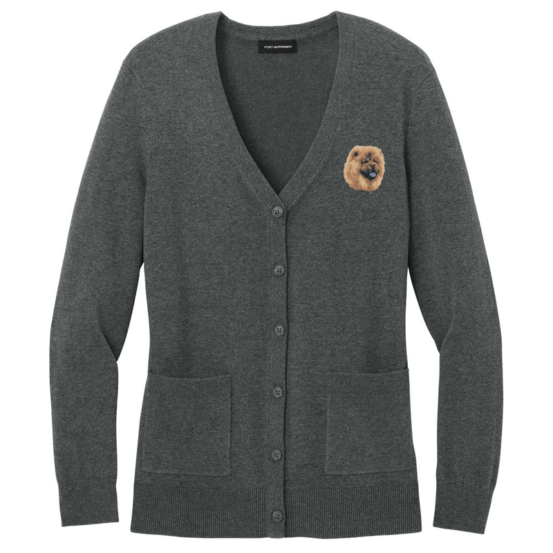 Chow Chow Embroidered Button-Up Cardigan Sweater